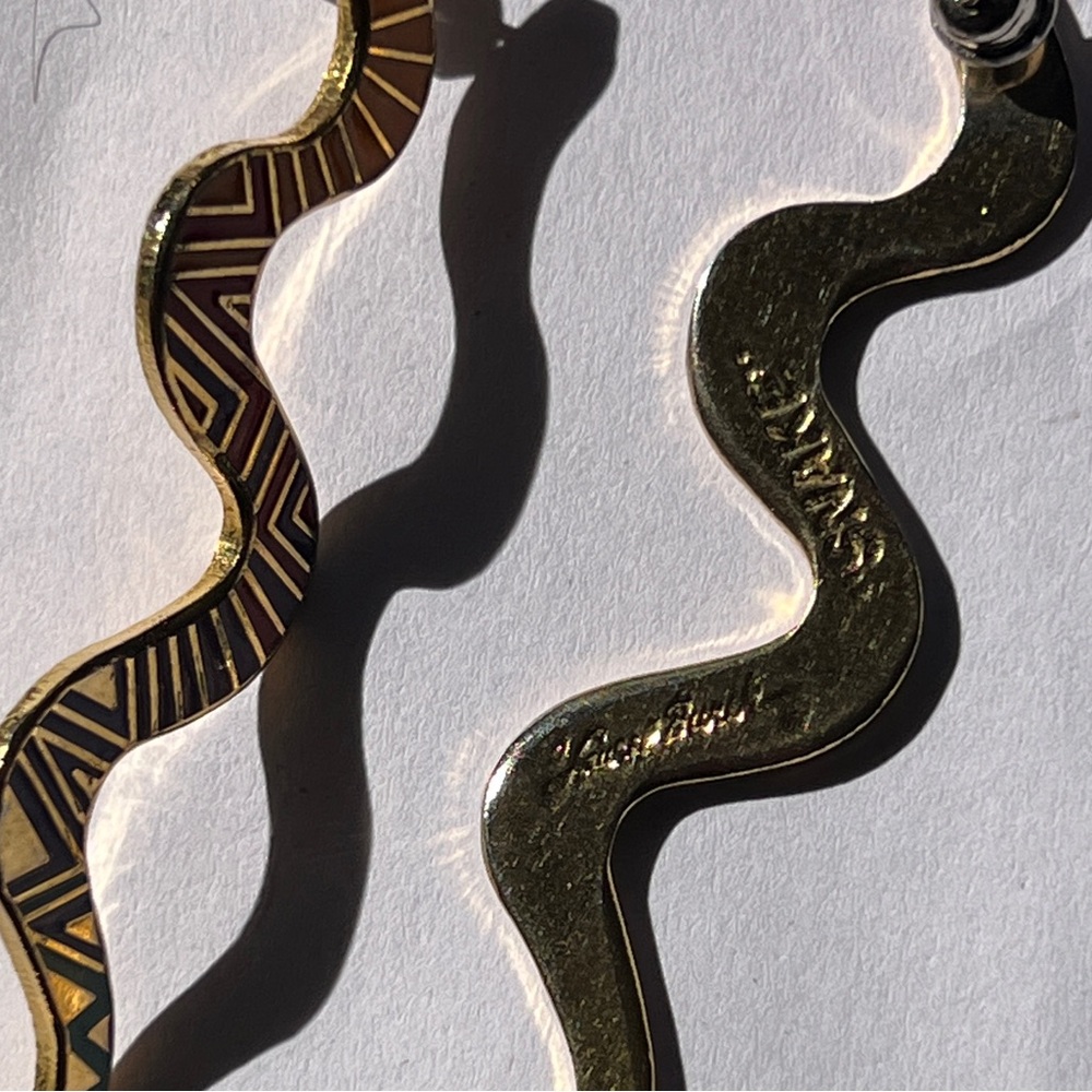 Vintage Laurel Burch snake earrings cloisonne - Picture 6 of 9